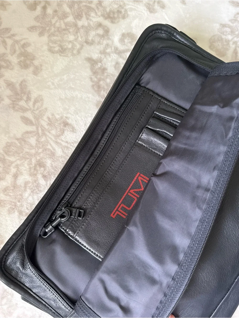 Tumi Alpha Black Leather Laptop Sleeve Document Clutch Attache Case
